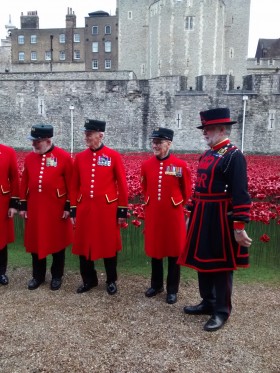 Honoured guests Tower of London Chelsea Pensioners and their Beefeater guide